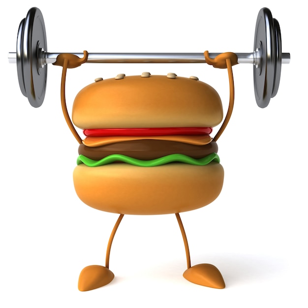 Funny strong hamburger