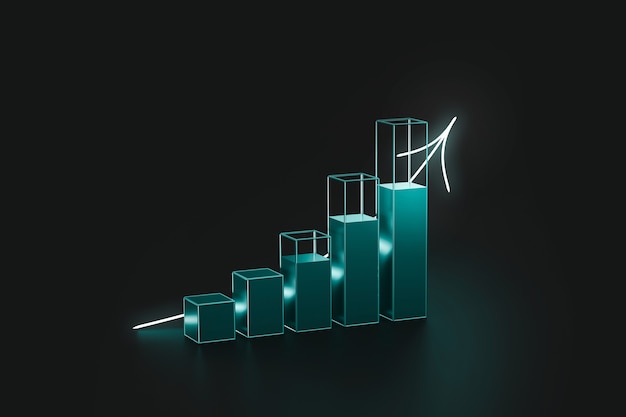 Futuristic financial graph of earning profit and economy