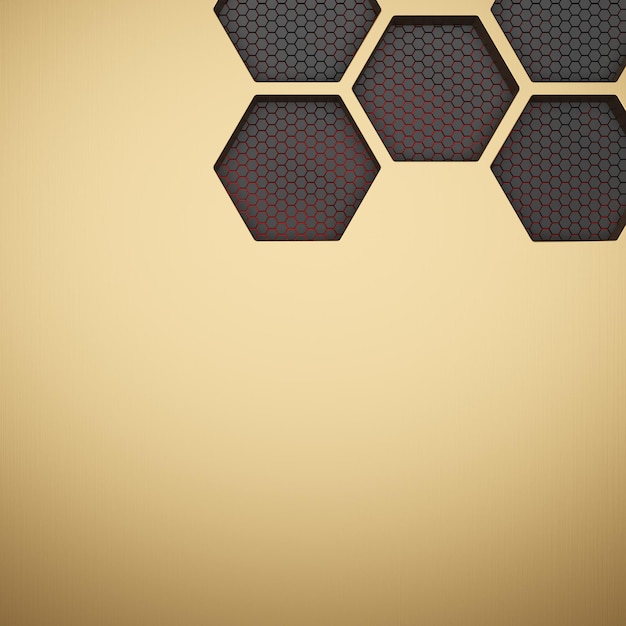 Futuristic gold hexagonal texture background 3d rendering