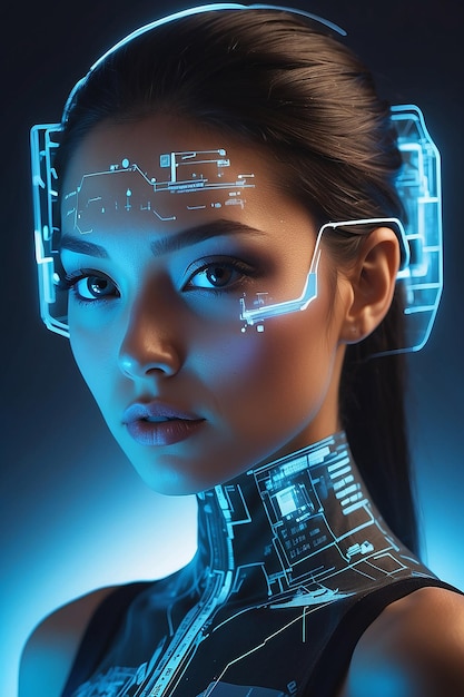 Futuristic Interface Projected on Womans Face