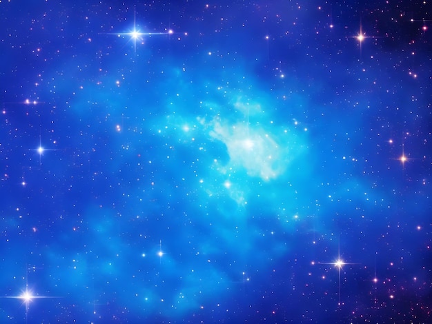 Galaxy Universe Smooth Background with Bright Blue Nebula and Star