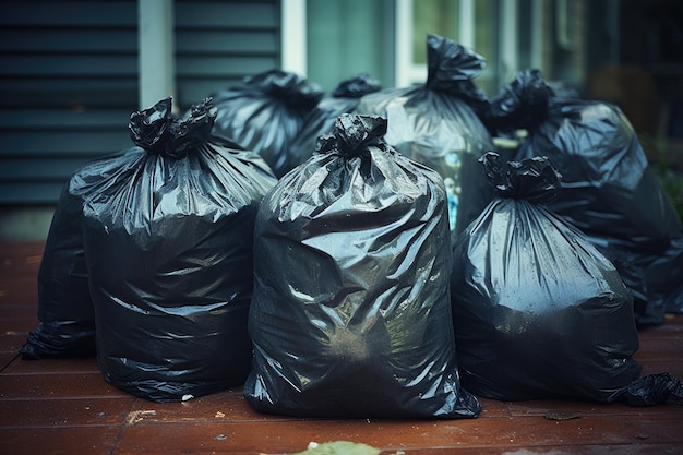 Garbage bags on the streets of the city