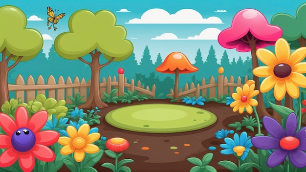 Photo garden background cartoon