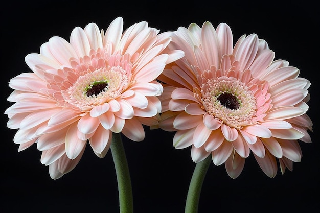 Foto fiori di gerbera isolati su uno sfondo nero