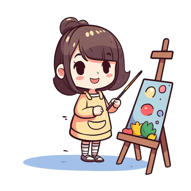 Photo a girl is painting a picture of a girl with a pencil