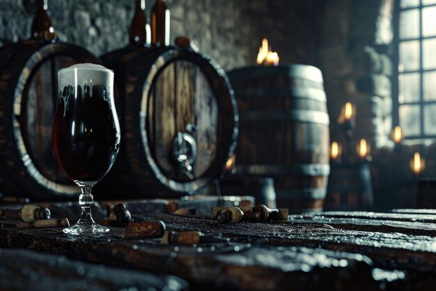 Photo a glass of beer sitting on a table perfect for bar or restaurant promotions