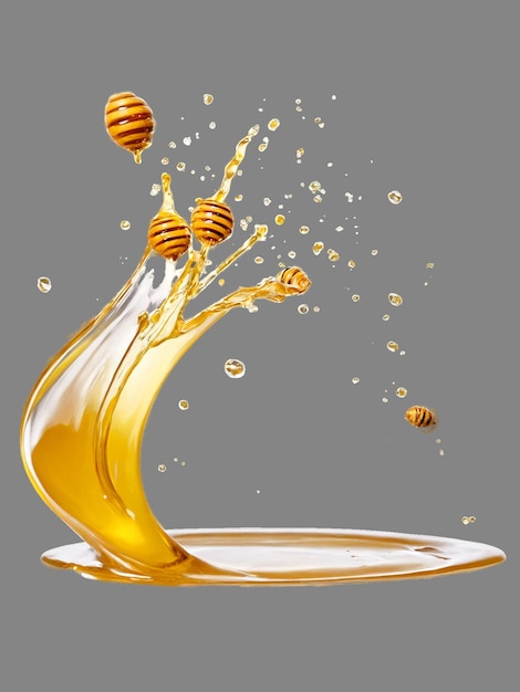 Photo a glass container with a bunch of honey pouring out of it