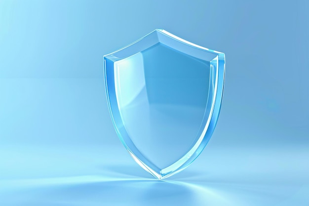 Photo a glass shield on a blue background