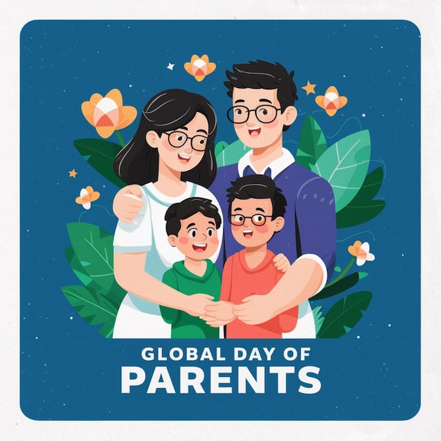 Global day of parents illustration with family