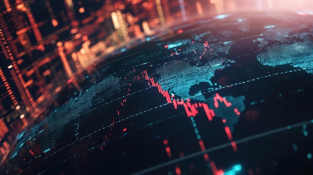 Photo globe in the concept of global economic network connectivity in the digital age