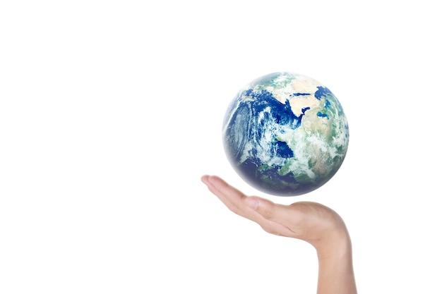 Globe ,earth in human hand. Earth image provided by Nasa