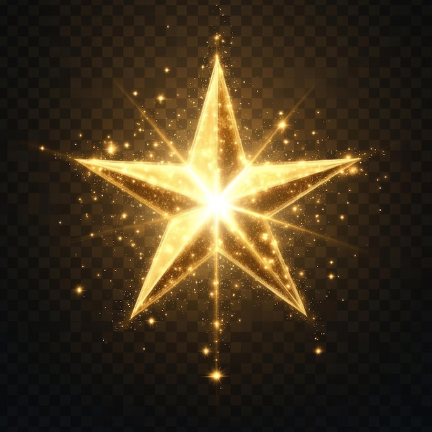 Photo a glowing golden star with sparkles on a transparent background