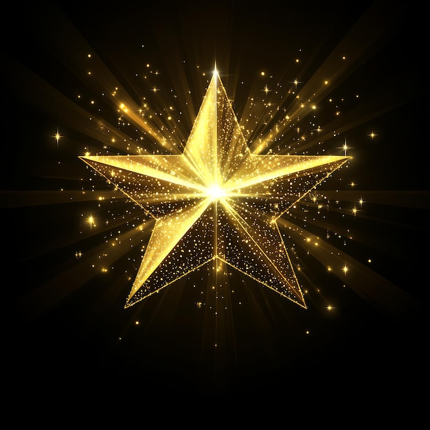 Photo a glowing golden star with sparkling effects against a dark background