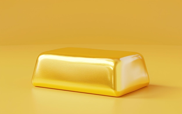 a gold bar of soap is placed on a tableGold bricks 3D rendering financial wealth gold bars gold br