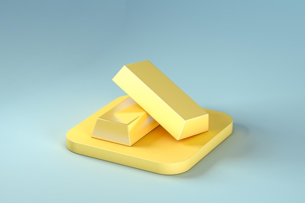 Gold bullion on blue background