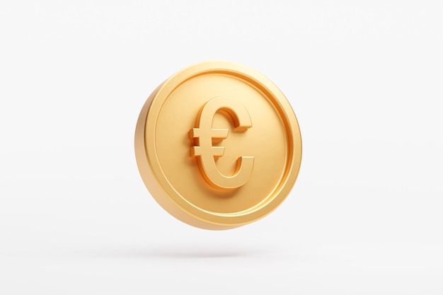 Gold coin euro currency money icon sign or symbol business and financial exchange 3D background illustration