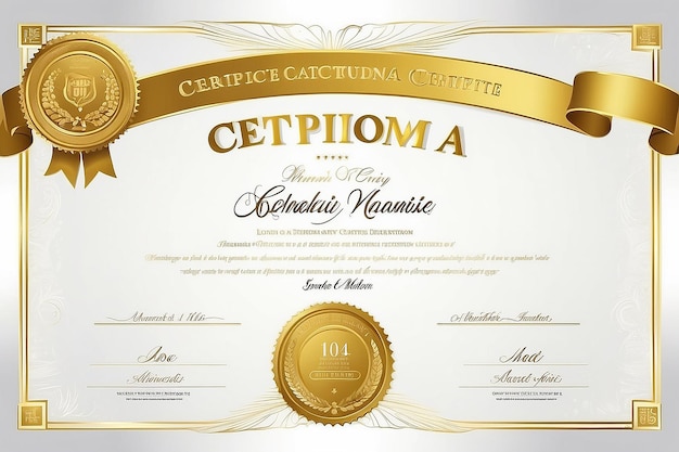 Foto modello di certificato di diploma d'oro utilizzato per la stampa di certificati di diploma di laurea