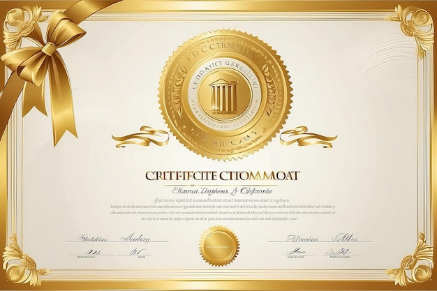 Foto modello di certificato di diploma d'oro utilizzato per la stampa di certificati di diploma di laurea