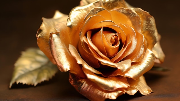 A gold rose made by the artist