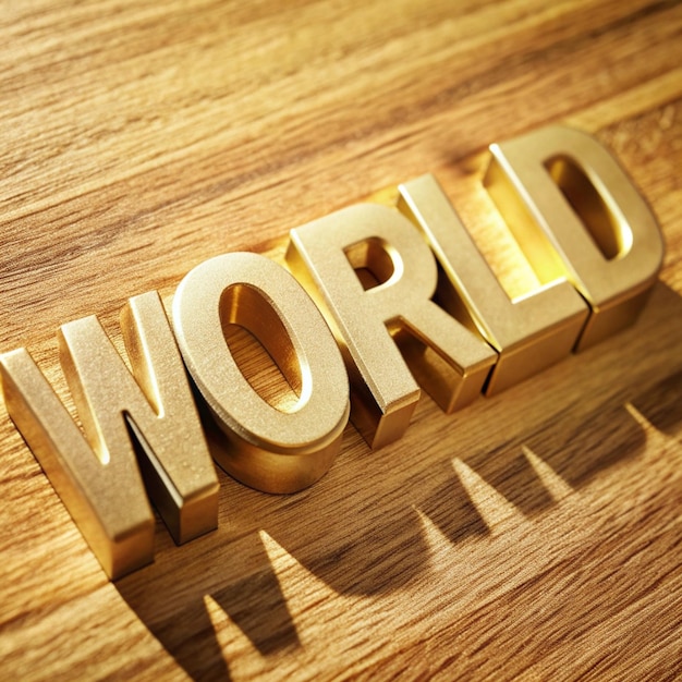 Photo a golden metal object with the word world on it