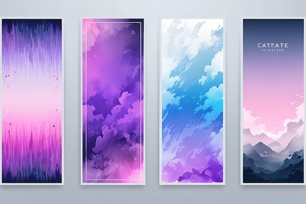 Photo gradient acid style vertical cards set