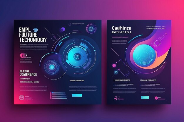 Photo gradient simple future technology conference poster template