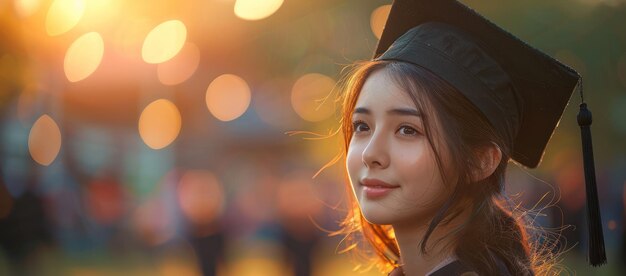 Photo a graduates hopeful gaze