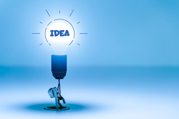 Great idea concept. Burning lightbulb with Idea lettering on it