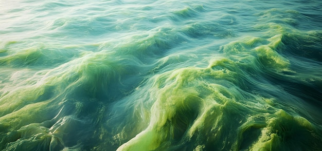 Photo green algae bloom in water