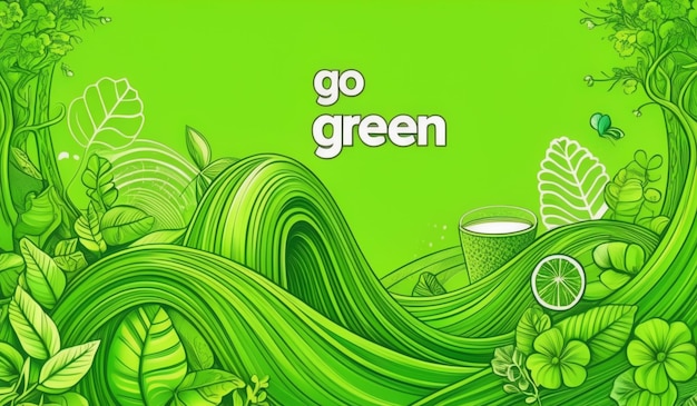 Photo a green background with a green and green pattern with the words go green