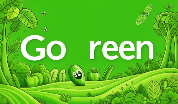 Photo a green background with a green and yellow sign that says go go go go green