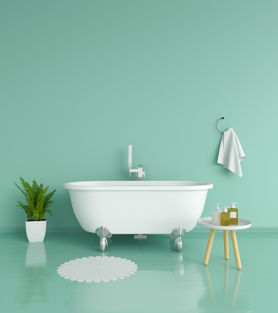 Green bathroom interior