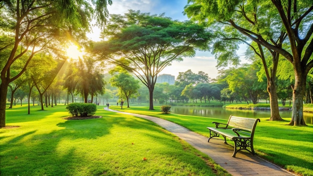 Photo green beautiful park in morning