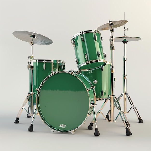 a green drum set with a green drum set on the bottom