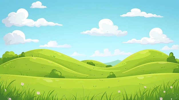 Photo a green hill with a green field with a green field with a green field and a green hill with a green field with a green grass and a blue sky with a green field with a green