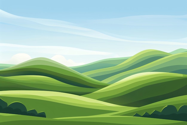 Photo a green hills with blue sky