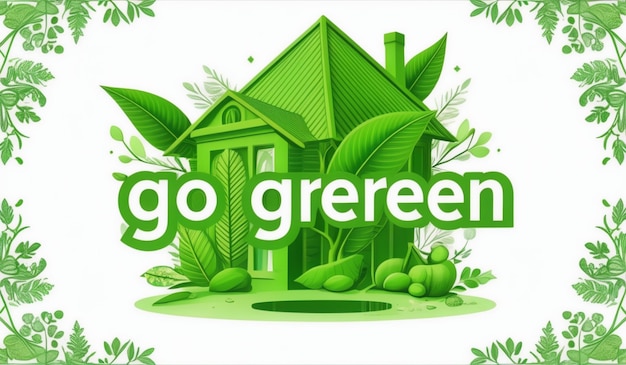 Photo a green house with the words go green on it