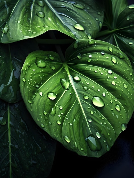 Green leaf leaves background in the style of botanical abundance UHD images and wallpaper