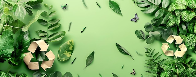 Photo green leaves on a green background with butterflies