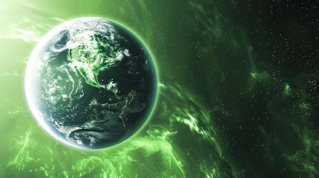 Photo green planet in space