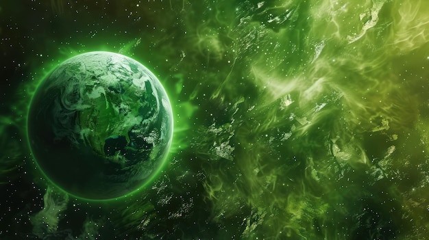 Photo green planet in space