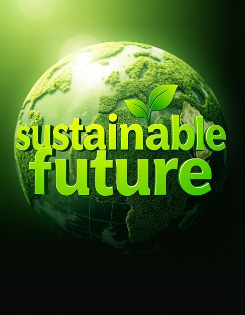 Photo a green planet with the words sustainable future on it