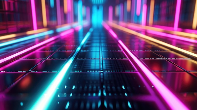 A grid of different neon colors flashing at different intervals creates a mesmerizing light show