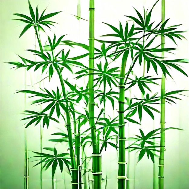 a group of bamboo sticks with a green background