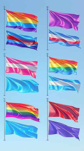 group of flags flying in the wind