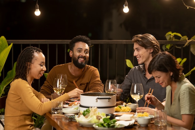 Group of friends dining out