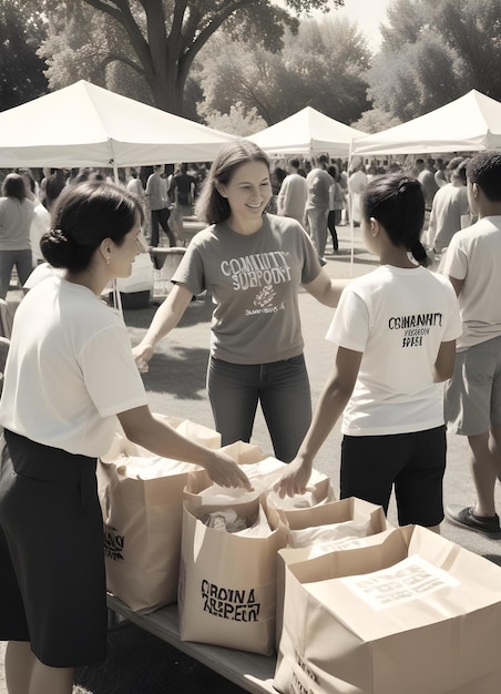 Photo a group of women are carrying bags of food