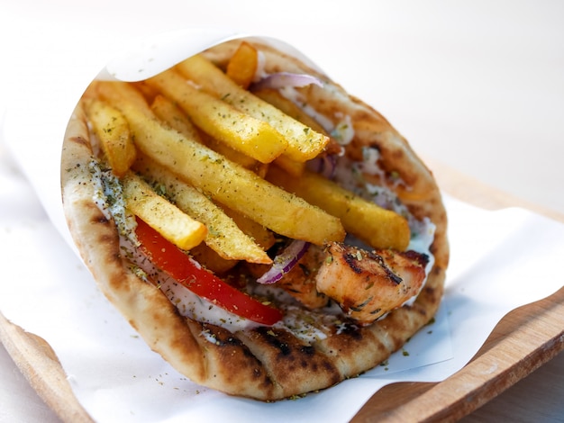 Gyros on a restaurant table