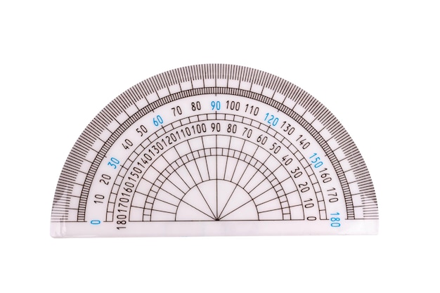 白い背景に分離された半円定規
