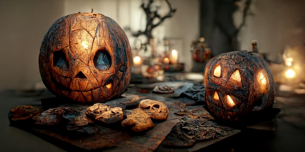 Halloween day eyes of Jack O' Lanterns trick or treating Samhain All Hallows' Eve All Saints' Eve All hallowe'en spooky Horror Ghost Demon background October 31